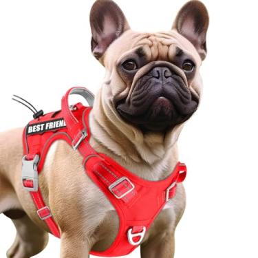 Imagem de BARKBAY Colete tático para cães de serviço, tamanho médio e grande + etiquetas personalizadas, ajustável, refletivo, K9, treinamento de trabalho, fácil controle militar, sistema Molle (vermelho, P)