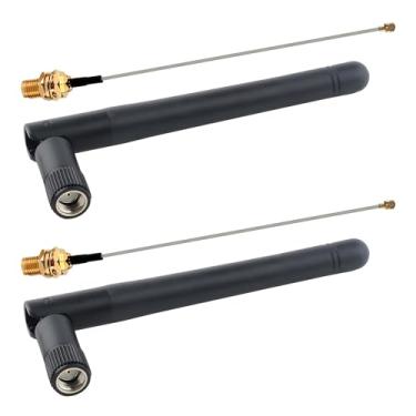Imagem de DIYmall 2 peças 2,4 GHz 5,8 GHz antena de banda dupla 3DBi 11 cm RP-SMA macho antena dobrável + cabo U.FL/IPX para roteador WiFi, cartão de rede sem fio, câmera, monitor de vigilância de vídeo