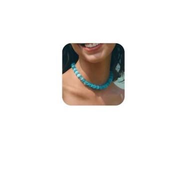 Imagem de Colar gargantilha de pedra preciosa de cristal natural, colar rosa com contas de pedra olho de gato, colar de férias na praia para mulheres (azul)