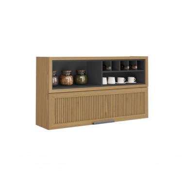 Imagem de Armário Aéreo De Cozinha 120cm 1 Porta Horizontal Canelada E Nicho Adega New Porto - Itatiaia