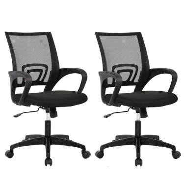 Imagem de BestOffice Cadeira de escritório em casa cadeira de mesa ergonômica cadeira de computador de malha com apoio lombar apoio de braço executivo rodando cadeira de trabalho ajustável no meio das costas,
