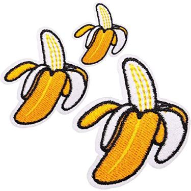 Imagem de U-Sky Food Costura de frutas ou ferro em retalhos tema vegetal Design patch para jeans, jaquetas, colete, mochilas, bolsas, roupas infantis, Banana, 3.3x4.1inch, 3.1x2.5inch, 2.2x1.7inch, 1