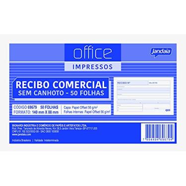 Imagem de Recibo Comercial 140x88 mm 1 Via sem Canhoto 50 folhas, Pacote com 20, Jandaia