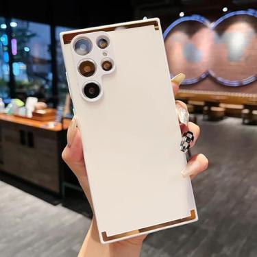 Imagem de HJZSZX Capa de celular luxuosa de cor sólida fosca TPU+PC à prova de choque para Galaxy S24 Ultra (para Galaxy S24 Ultra/branco)