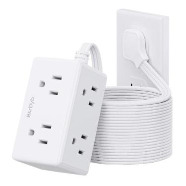 Imagem de Cabo de extensão Power Strip BSRDyb de 6 tomadas de 15 pés branco ETL