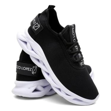 Imagem de Tênis Academia Masculino Esportivo Ortopédico Leve + Relógio (Branco e preto, BR, Adulto, Numérico, 41)