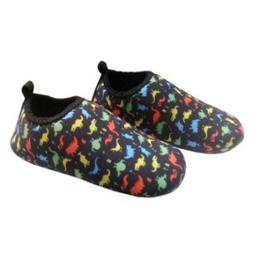 Imagem de Sapatilha de Praia Bebê e Infantil Proteção UV Dinossauros Preta Everly-Masculino