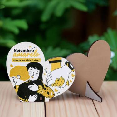 Imagem de 15 Lembrancinhas Setembro Amarelo Coração em MDF - R9 Decor, VENCER NA