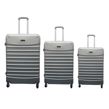 Imagem de Mala Rígida Conjunto Viagem P M G Kit Cadeado Roda 360 Cinza