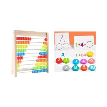 Imagem de Ábaco De Madeira Arco-íris Montessori, Brinquedo Matemático Para Crian