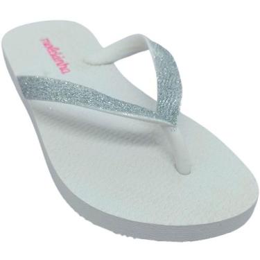 Imagem de Chinelo Molekinha Infantil com Tira em Brilho, Branco, Prata, Menina, 