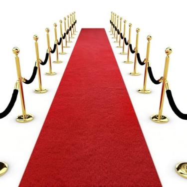 Imagem de Tapete vermelho para corredor de festa para cerimônia de casamento, tapete de passarela de eventos para noites de formatura, prêmios, propostas, decorações de degraus e festas, 6 mm de espessura