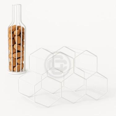 Imagem de Adega Vinho + Porta Rolha Aramado Empilhável A Solução Perfeita Para Guardar Seus Vinhos com Charme (KIT - BRANCO)