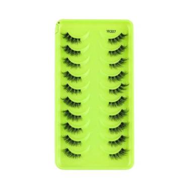 Imagem de Cílios Postiços Naturais Longos E Fluffy 3D Mink Cat Eye 10 Pares Feit