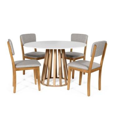 Imagem de Mesa de Jantar Redonda Gabi Bran/Jade com 4 Cadeiras Estofadas Ella Ci