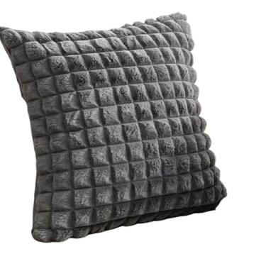 Imagem de Capa Almofada Pelúcia 3D Acolchoada com Pompons 45x45cm - Decoração Casa, Quarto Bebê, Travesseiros(Cinza escuro,4)