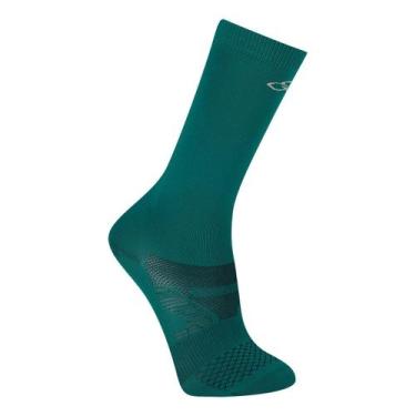 Imagem de Meia Olympikus Corre Cano Médio Feminina, Verde, Branco, 33/38