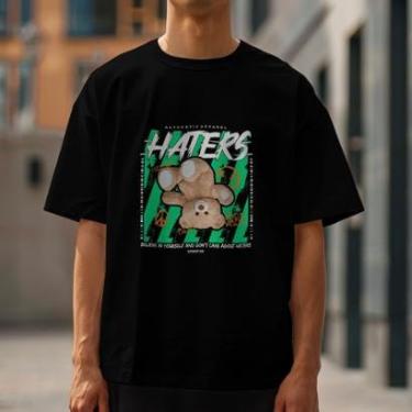 Imagem de Camiseta Casual Unissex Urso Hater Moderna Estilosa Malha Algodão do P ao G1-Unissex