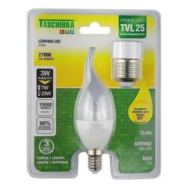 Imagem de Lâmpada Led Taschibra TVL 25 Vela Chama Bico Torcido 3W E14 Bivolt, 27