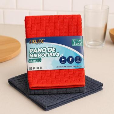 Imagem de Kit 2 Pano Microfibra 40x40 Multiuso Alta Absorção - Elite Imports, So