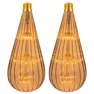 Imagem de Kit 2 Lâmpadas Led Taschibra Vintage Fireworks Bt125 E27 Bivolt 2200k âmbar