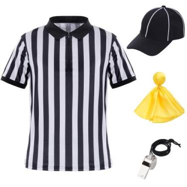 Imagem de Kit de fantasia de árbitro, camiseta, chapéu, conjunto de bandeira de 