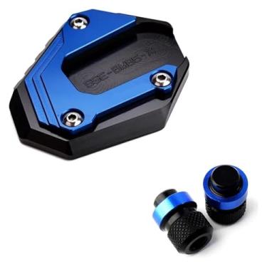 Imagem de Válvula de pneu de motocicleta CNC Kickstand Side Stand Ampliador Pad compatível com F850GS F750GS F 750 850 GS Adventure 2018-2021 2022 (1 conjunto azul)