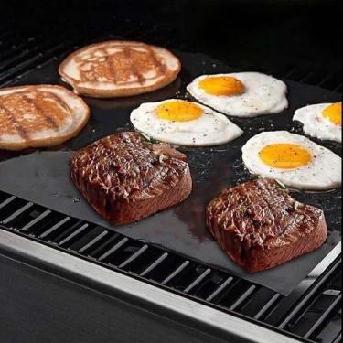 Imagem de Kit 2 Manta Grill Para Churrasco Chapa Grelha Antiaderente 40x33cm Exclusiva