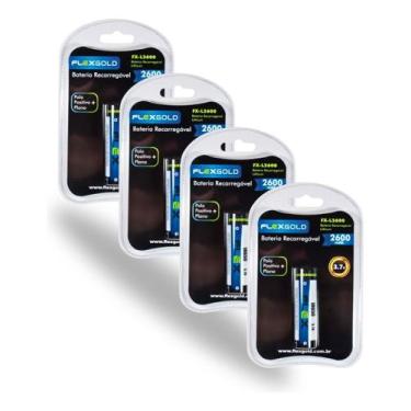 Imagem de Kit 4 Baterias Flexgold Recarregáveis 18650 2600 Mah 3.7v