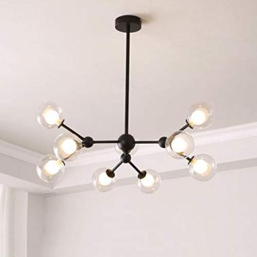 Imagem de Lustre G9 Sputnik, Luminária de teto moderna com globos de vidro Abajur pendurado durante Luminária para sala de estar Sala de jantar Quarto-Preto. 9t