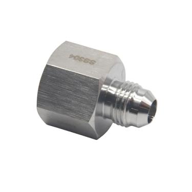 Imagem de HFS (R) Adaptador redutor fêmea JIC 2.5 cm para macho JIC 3/10.2 cm aço inoxidável 304 (FJIC 2.5 cm x MJIC 3/10.2 cm)