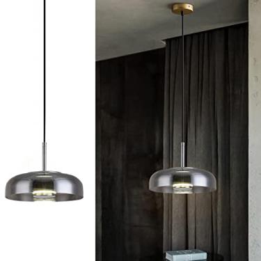Imagem de Grande lustre de vidro LED moderno com cúpula de vidro soprado âmbar 27W 3 luzes Sputnik luminária suspensa para ilha de cozinha sala de estar sala de jantar estilo meados do século