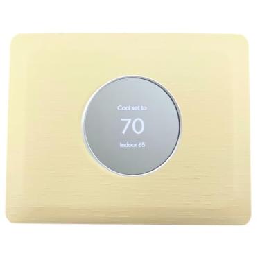 Imagem de Placa de parede retangular bege toscana para termostato Google Nest versão 2020, peça de acabamento de textura de designer