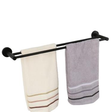 Imagem de Acessórios de banheiro de aço inoxidável, toalheiro preto fosco, suporte de papel higiênico, gancho de barra de toalha, conjunto de ferragens de vaso sanitário, com capa (barra dupla)