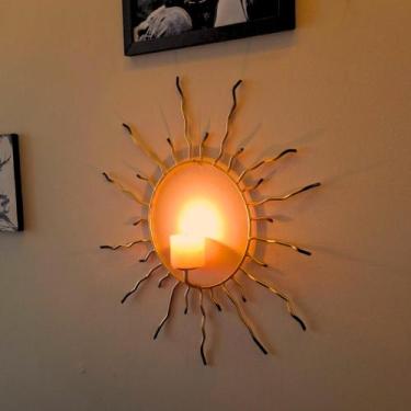 Imagem de Porta-Vela de Parede Sol Artesanal - Ferro Dourado, Design Exclusivo 4