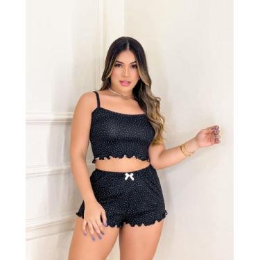 Imagem de Pijamas bloguerinhas - Tecido suede, G, Preto