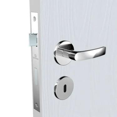 Imagem de Fechadura Pali Reta Interna Roseta Redonda Cromada 55mm ROS38 (55X70) 