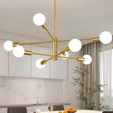 Imagem de Luminária BeSlowe Candelabro Sputnik em ouro moderno de 8 luzes