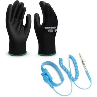 Imagem de Kit Limpeza ESD com Luva Antiestática tamanho G + Pulseira Antiestática Profissional