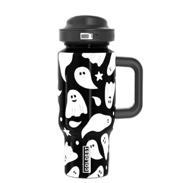 Imagem de Copo Coldest com alça e tampa de café - Copo 100% à prova de derramamento (3 tampas) - Copos isolados de aço inoxidável à prova de vazamento para mulheres e homens - Adequado para porta-copos - 680 g