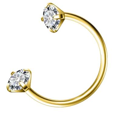 Imagem de Hoeudjo 20G 18G Anel de nariz em ferradura G23 titânio para sapato de cavalo anéis de nariz para mulheres internamente rosqueado duplo piercing de nariz anel de joia tamanho 8 mm, Metal, Zircônia
