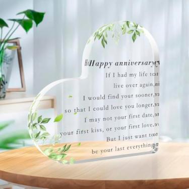 Imagem de Generic Placa decorativa acrílica, 3,9 x 3,9 x 3,9 polegadas (10 x 10 x 1,5 cm), amor, moderna, mesa, feliz para namorado, marido, Natal, aniversário, dia dos namorados, aniversário, aniversário de