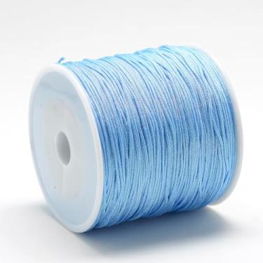Imagem de Cordão de nylon 100 m de 0,8 mm, azul-celeste, azul claro, fio de macramê com nó chinês, para fabricação de joias, materiais de embrulho Kumihimo, artesanato faça você mesmo