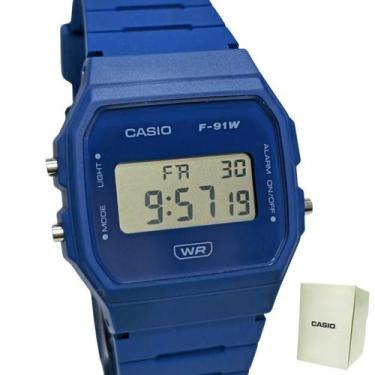 Imagem de Relógio Casio Unissex Digital Clássico Azul F-91WB-2A1DF