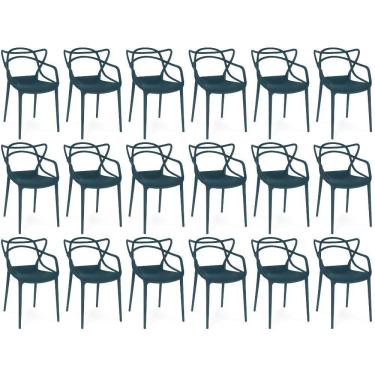 Imagem de Kit 18 Cadeiras De Jantar Allegra Design Empilhável - Azul Marinho