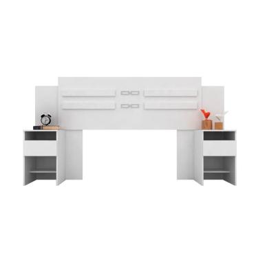 Imagem de Cabeceira Cama Box Madeirado Casal Triunfo C/ 2 Gavetas Branco - Demóbile