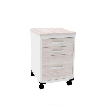Imagem de Gaveteiro Volante 3 Gavetas Com Chaves Pe25 Em Mdp Nogueira Casablanca E Branco