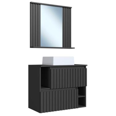 Imagem de Kit Espelheira E Gabinete 70 Cm Com Cuba Branca Cj1000 Grafite Faem Grafite