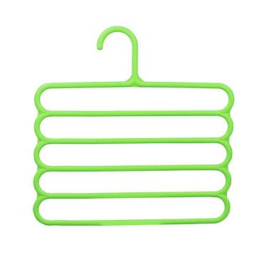 Imagem de Cabide Multiuso Calças Saias Bermudas 5 Espaços Verde