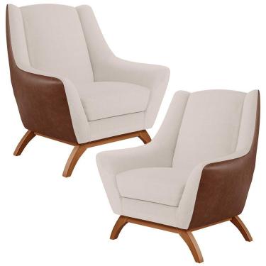 Imagem de Kit 02 Poltronas Juliet D02 Marrom B-38 Cru C-443